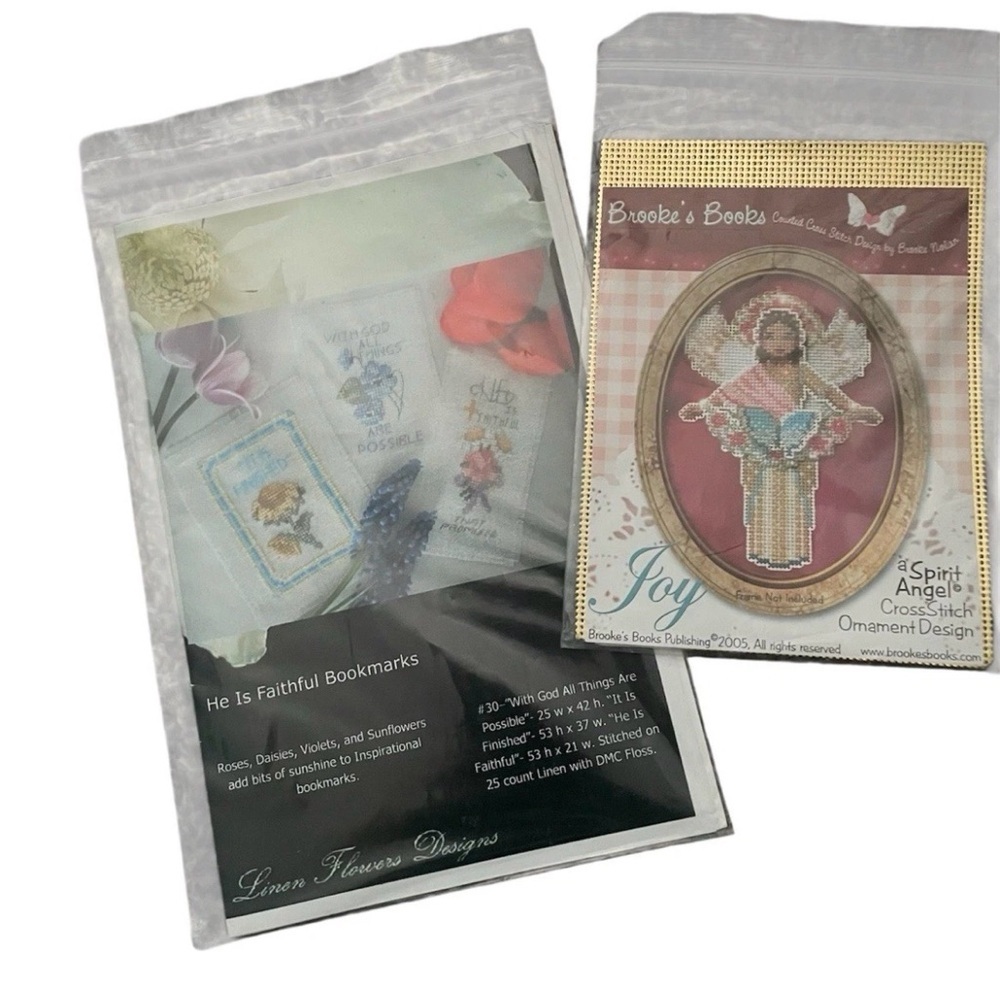 Cross Stitch Vintage Set- A Spirit Angel And He Is Faithful Bookmarks